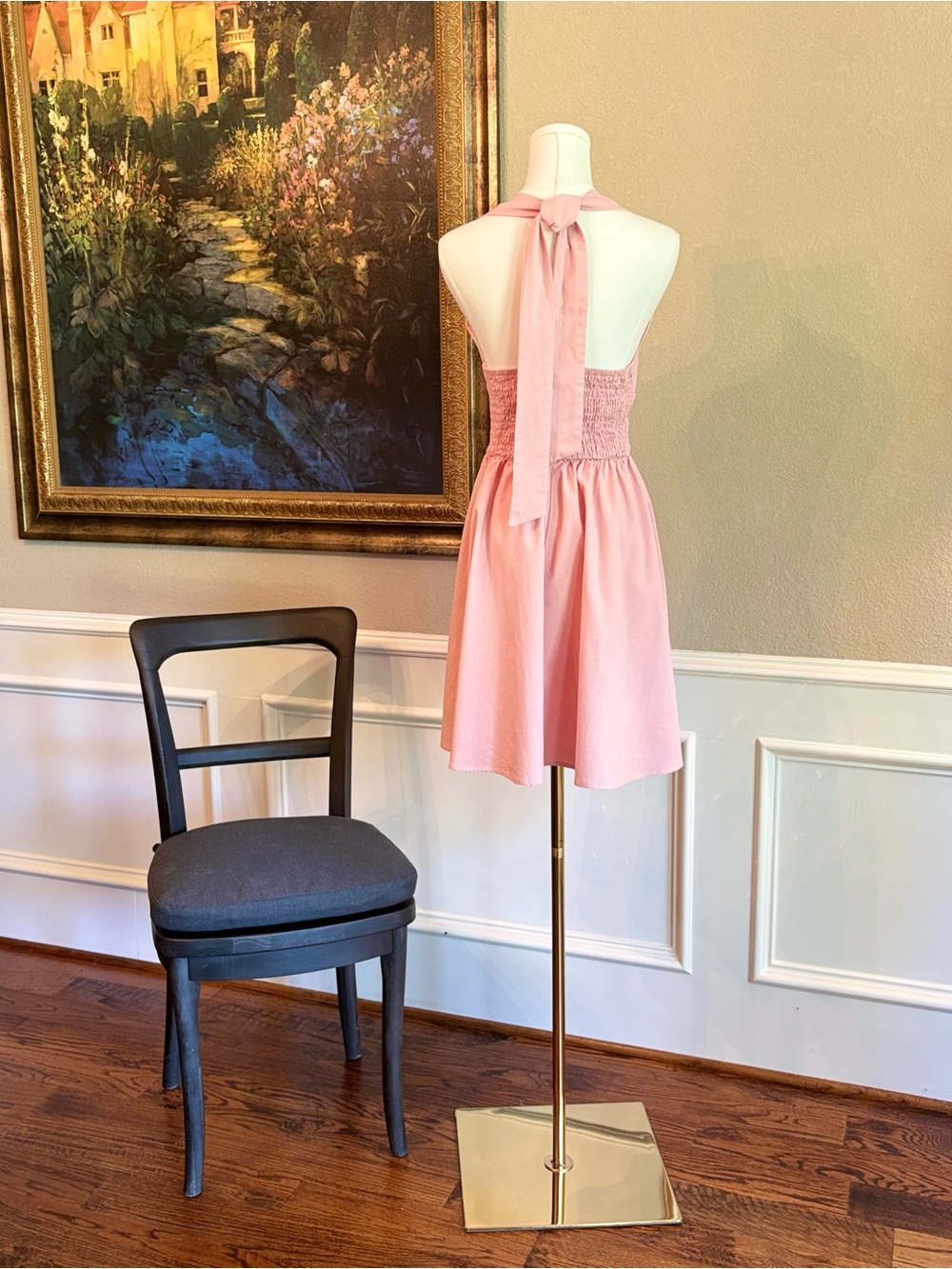 Light Pink Halter Mini Dress with Front Cutout — Small - Picture 2 of 9